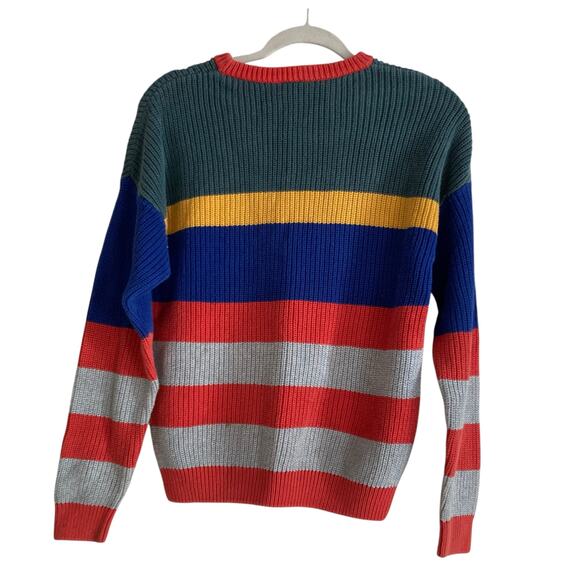 Kids Hanna Anderson Red Green Striped Cotton Knit Kidcore Colorful Sweater Sz 12 - Picture 3 of 16